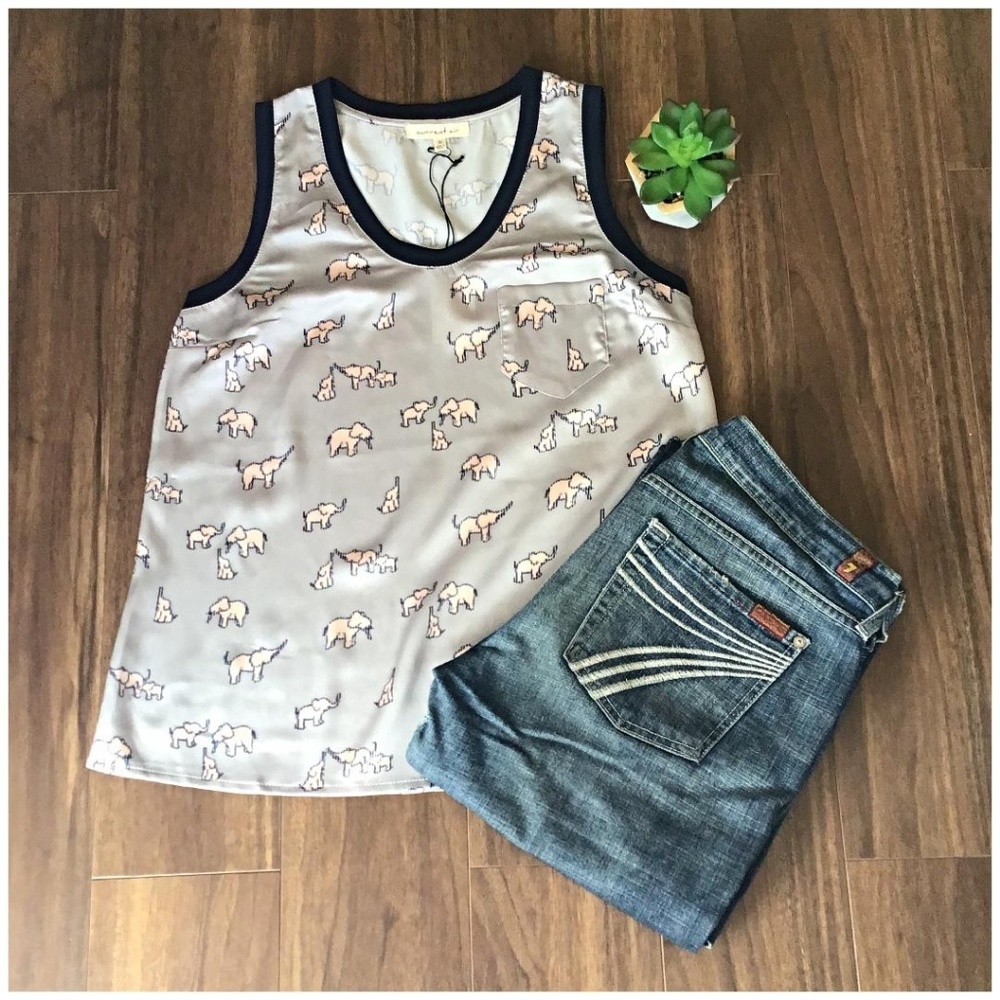 LAST☝️❗CURRENT AIR Anthro Silver Grey Elephant Top - Picture 7 of 7